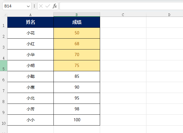 EXCEL2021怎么設(shè)置小于80分為黃填充色深黃色文本