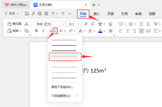 WPS如何把內(nèi)容添加細(xì)虛線為下劃線第2步